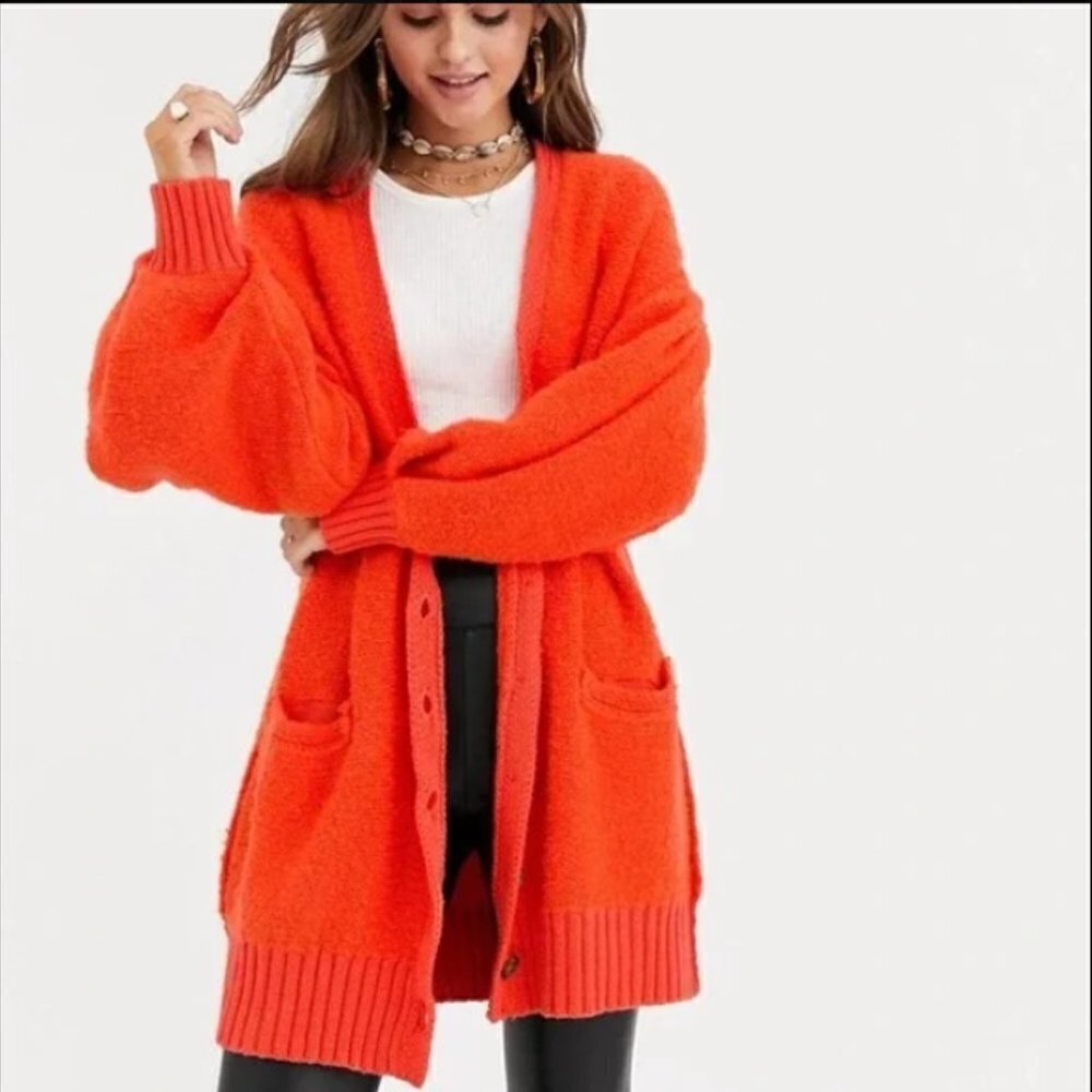 Free People Blended Wool Snow Drop Oversized Long Cardigan